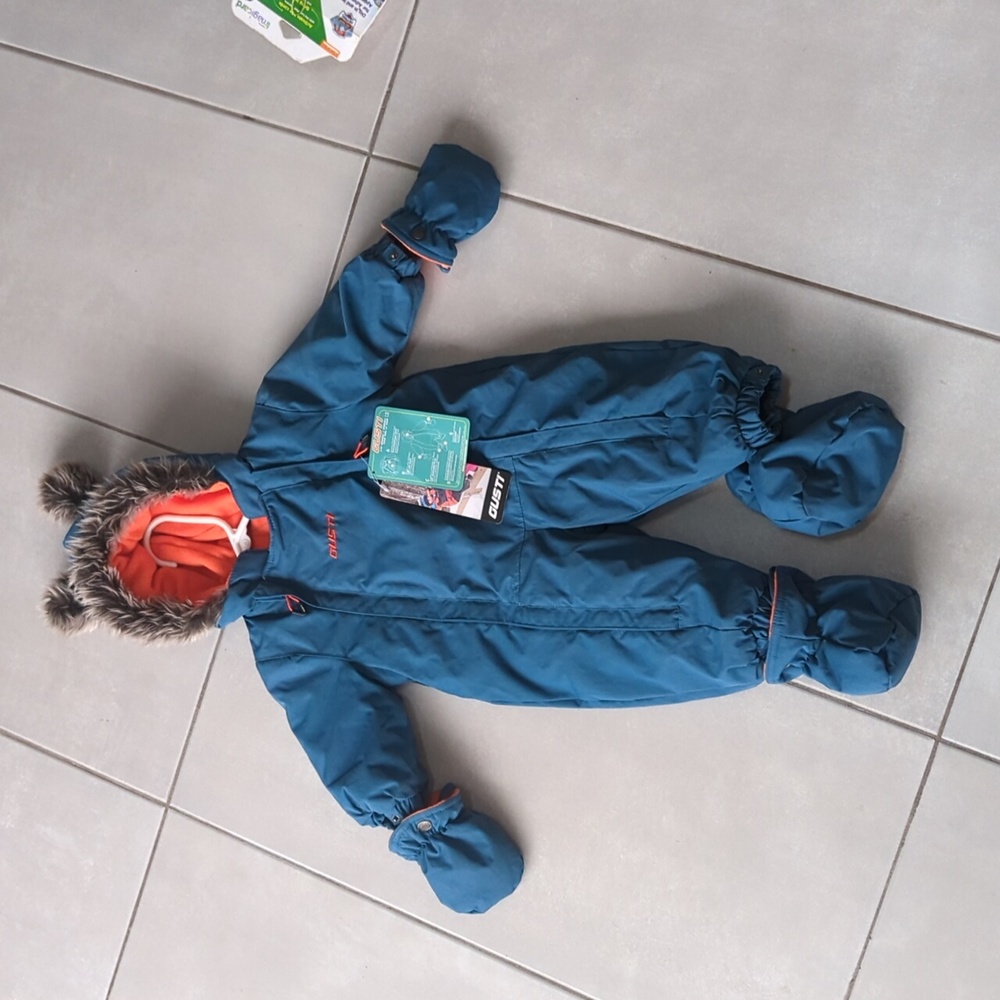 BRAND NEW - All TAGS ON Gusti Baby One-Piece Snow Suit Removable mittens and boo